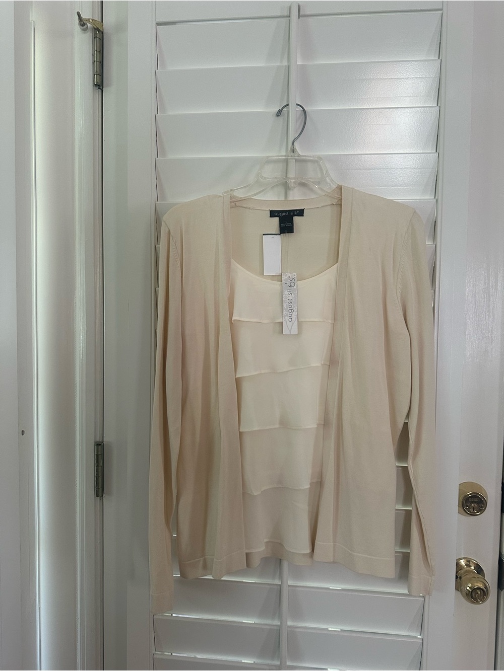 august silk Cream Layered Shell & Open Cardigan Set - Picture 1 of 10